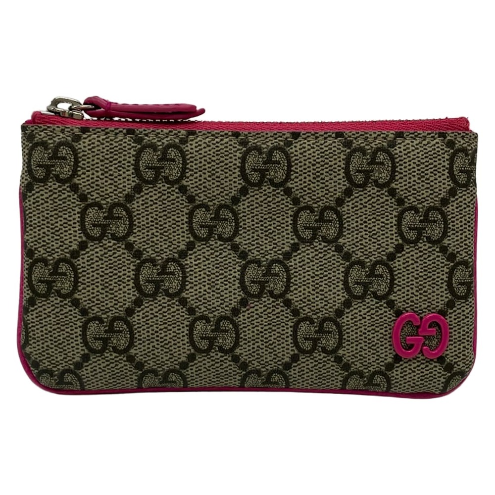 Gucci GG Plus/GG Supreme Coin Case 820666 Beige Black Pink